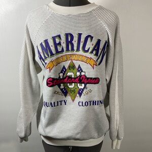 L.O.U. Sweatshirt Women Size M Logo Fleece Inside White & Black Stripe